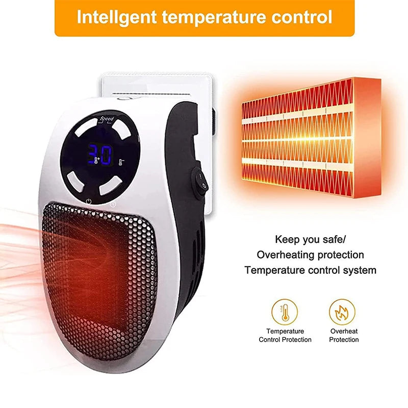 500W mini plug-in wall socket radiator with remote - view 3