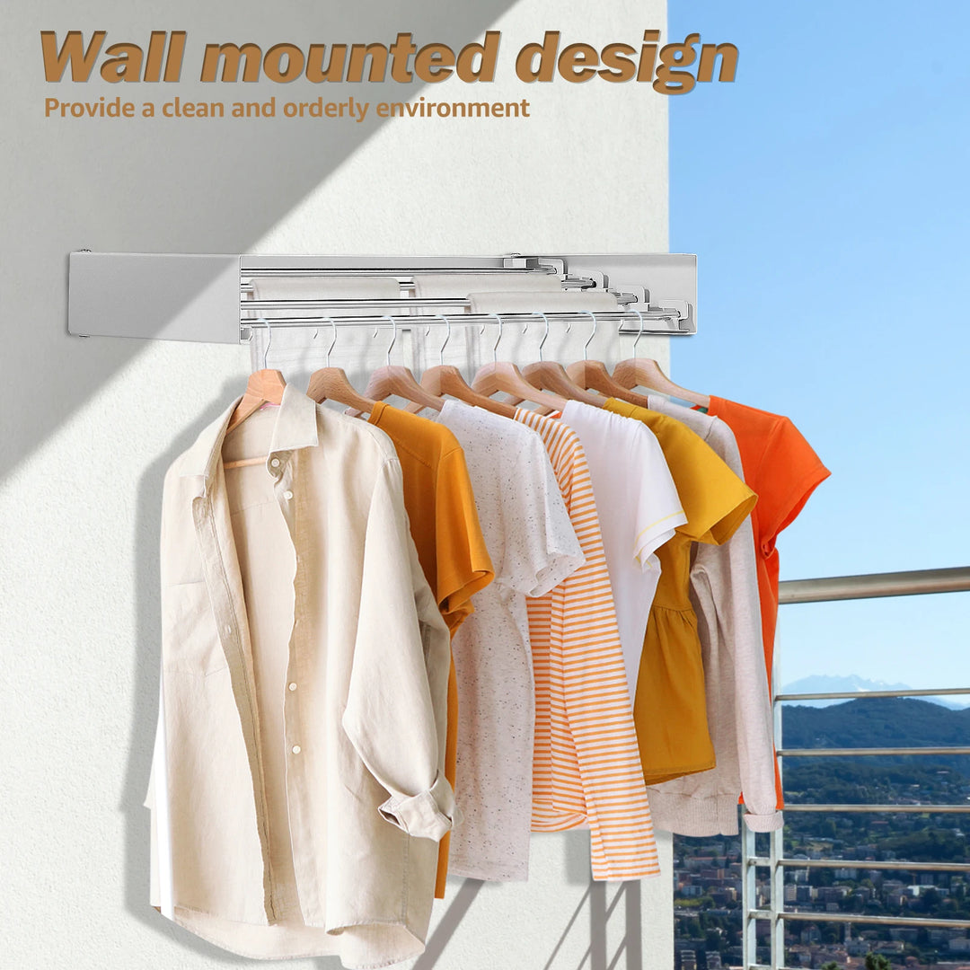Wall Mounted Airer with Towel Rail | Fold-Down Drying Rack, Stainless Steel