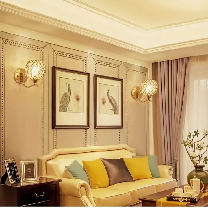 Crystal Wall Light with Gold & Silver Finish – Modern Luxury LED Wall