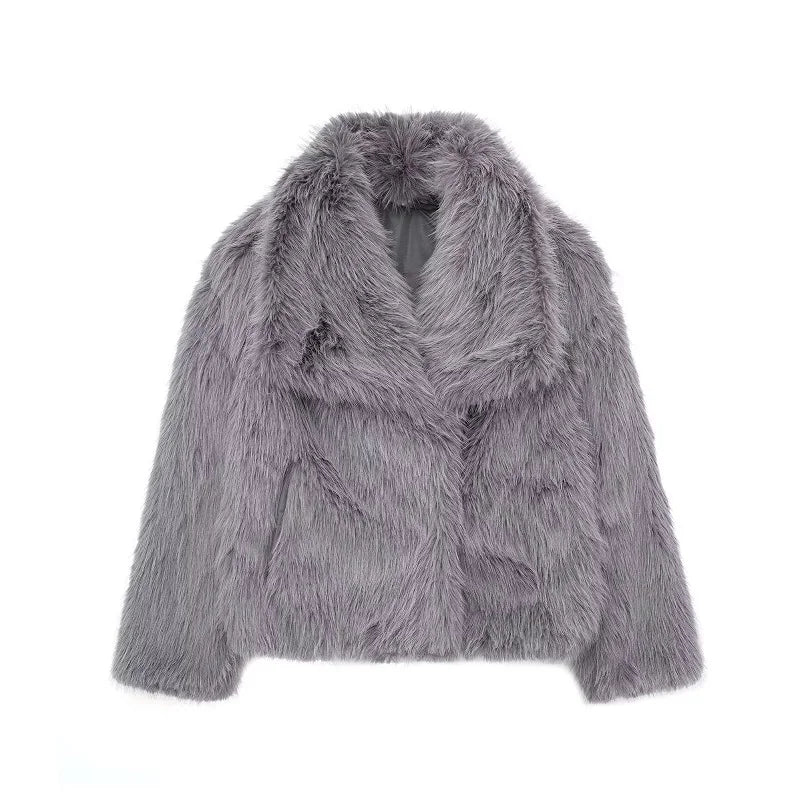 Women's Hooded Button-Front Coat for Cold Weather in Grey