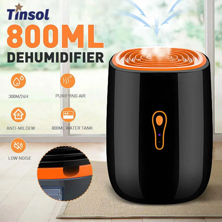 800ml compact dehumidifier in black