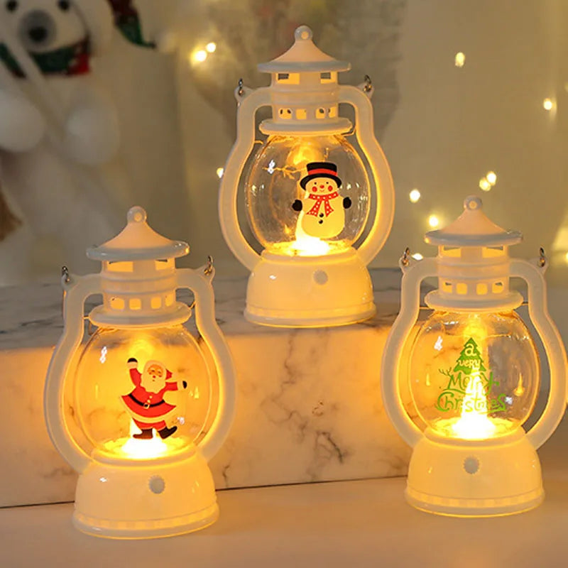 Portable LED Christmas Santa Claus Snowman Lanterns Indoor Decor