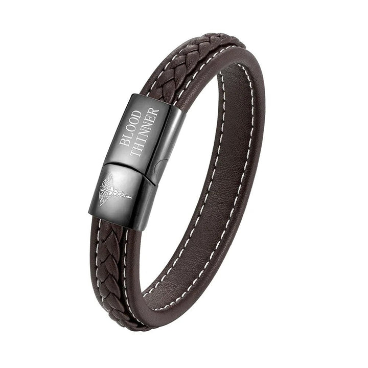 Medical ID Bracelet | Leather Alert Band for Diabetes & Epilepsy