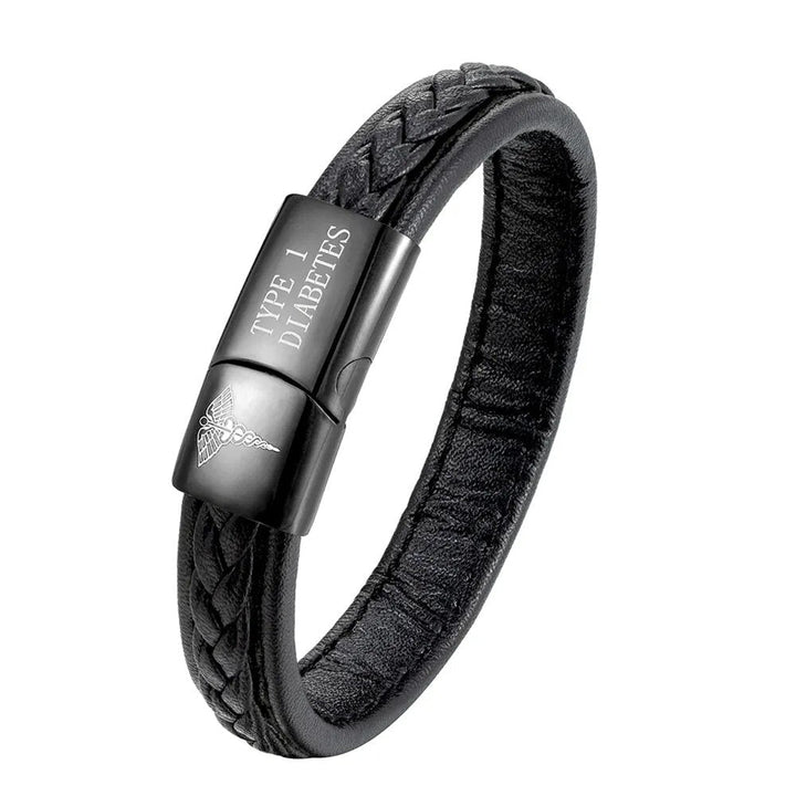 Medical ID Bracelet | Leather Alert Band for Diabetes & Epilepsy