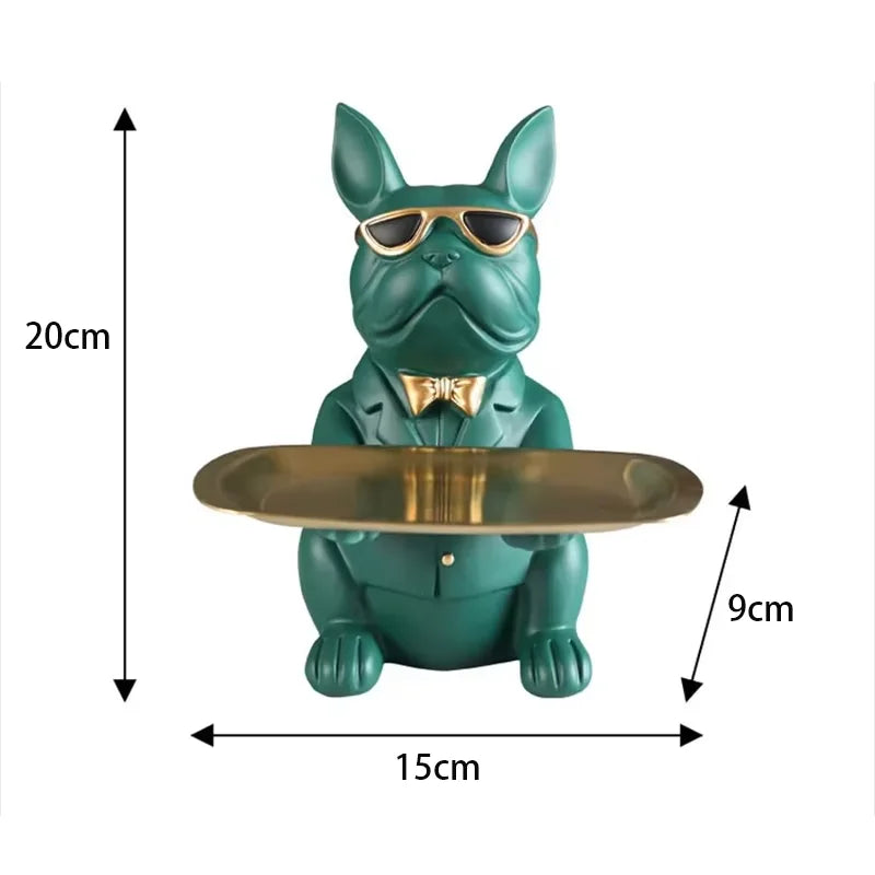 Multi-Functional Bulldog Tray Animal Statue Storage Ornament for