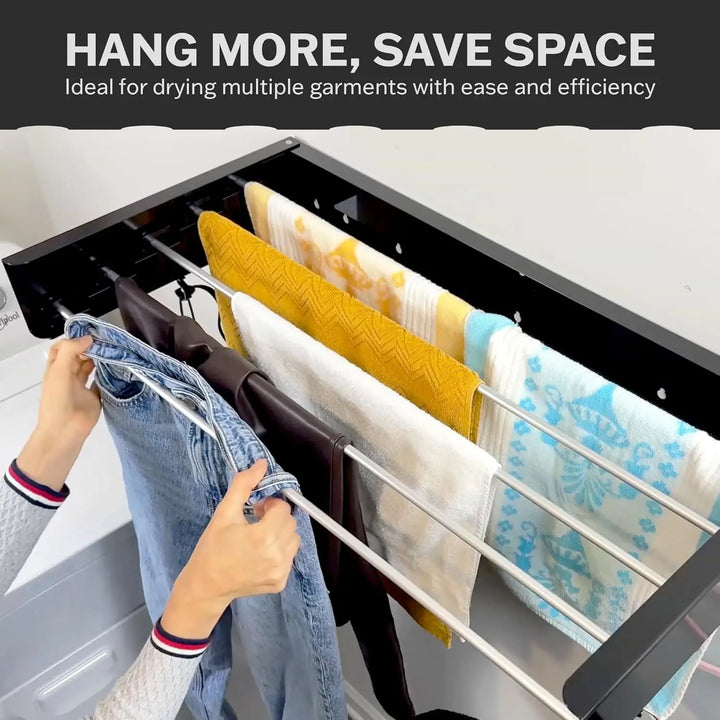 Wall Mounted Drying Rack | Fold-Down 5-Bar Laundry Rack, 80cm