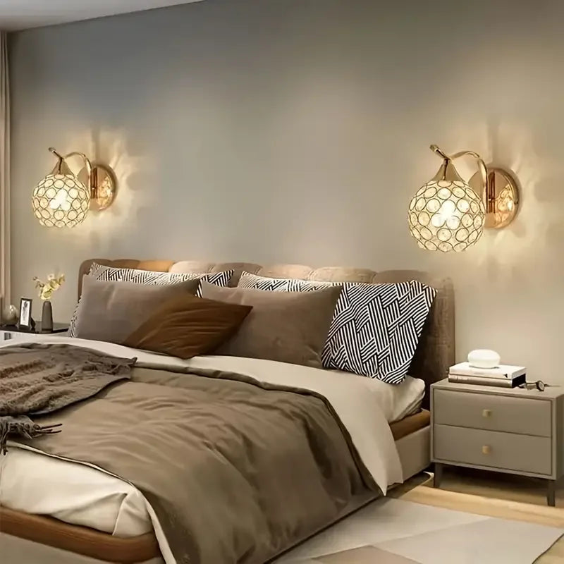 Crystal Wall Light with Gold & Silver Finish – Modern Luxury LED Wall