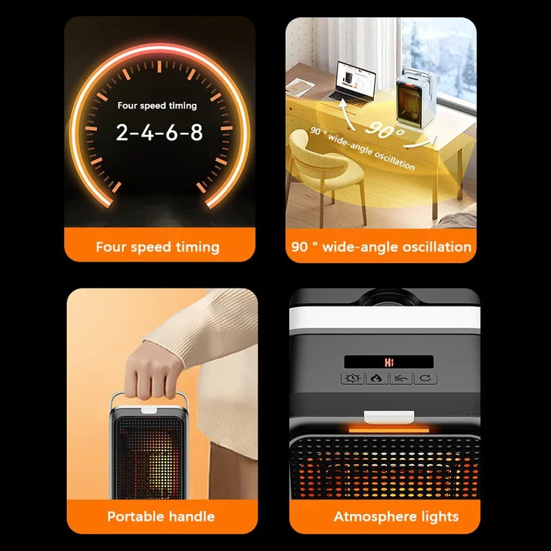 1000W oscillating ceramic heater with remote control - view 5