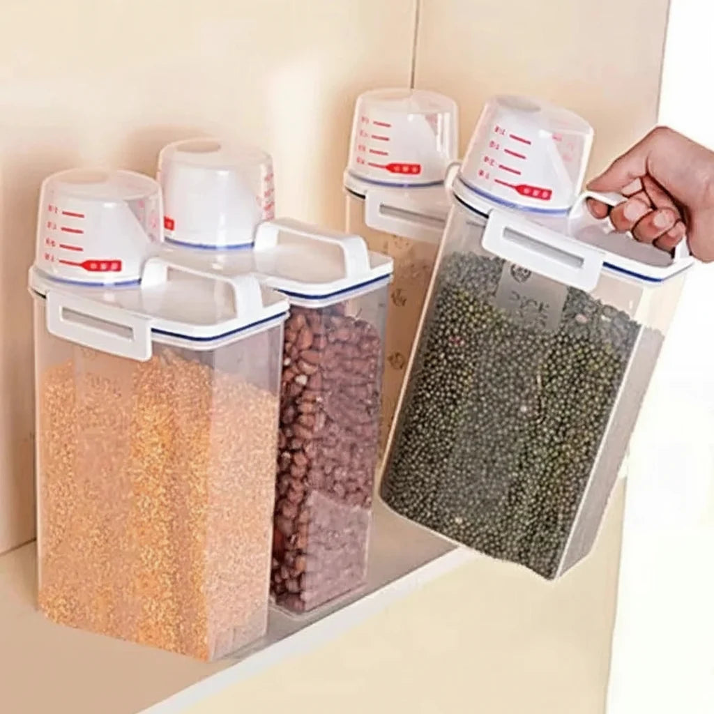Airtight Rice Storage Containers with Measuring Cup Moisture Proof