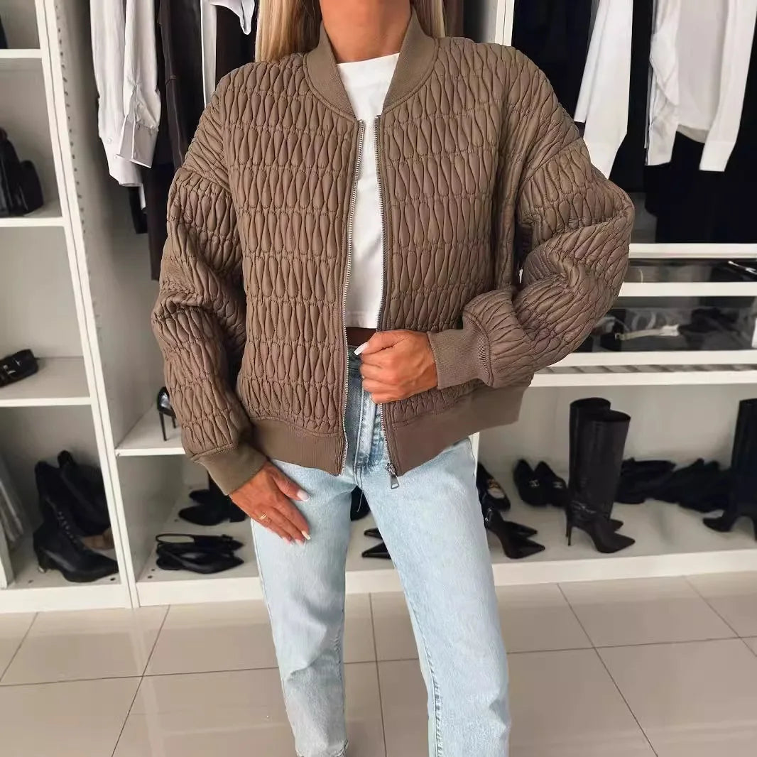 Women's Casual Zip-Up Bomber Jacket