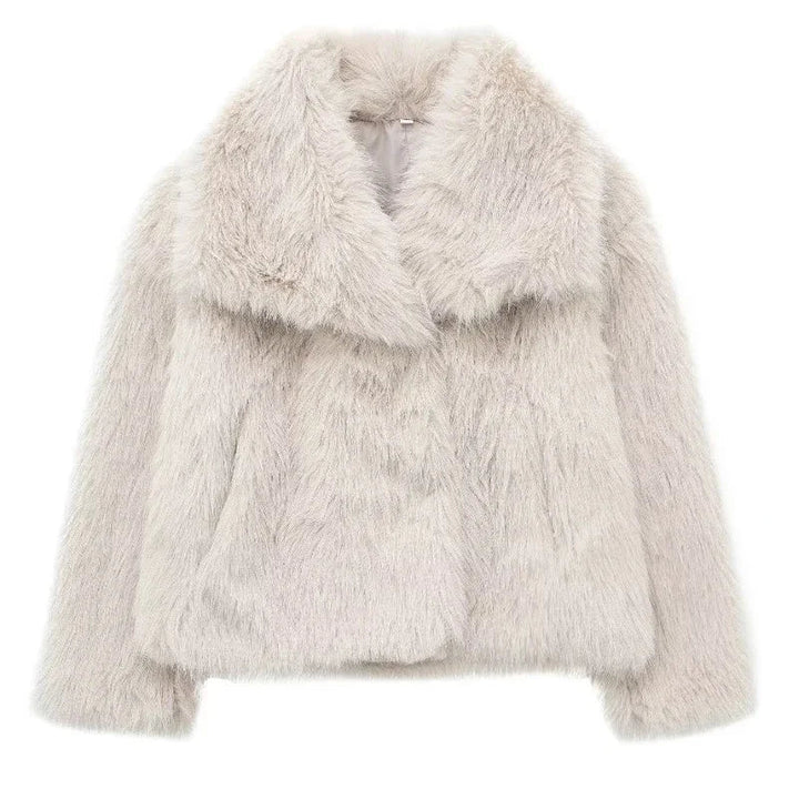 Women's Hooded Button-Front Coat for Cold Weather in Beige