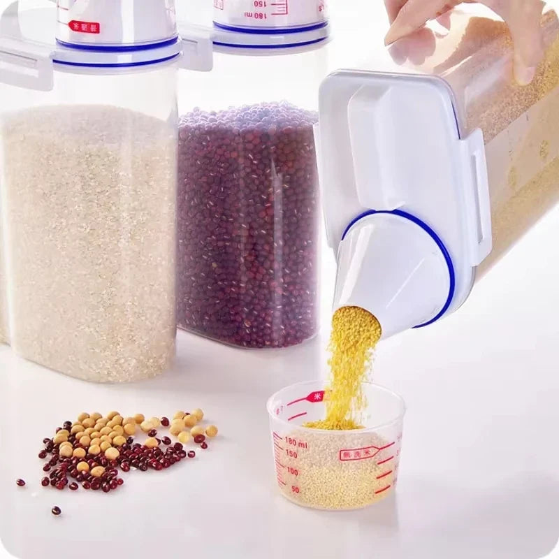 Airtight Rice Storage Containers with Measuring Cup Moisture Proof