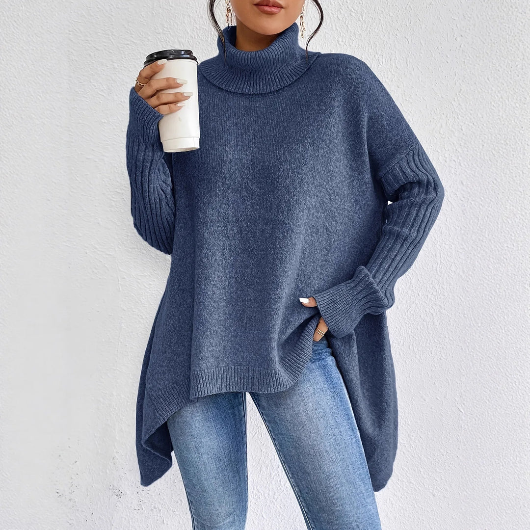 Women's Cashmere-Blend Roll-Neck Winter Top
