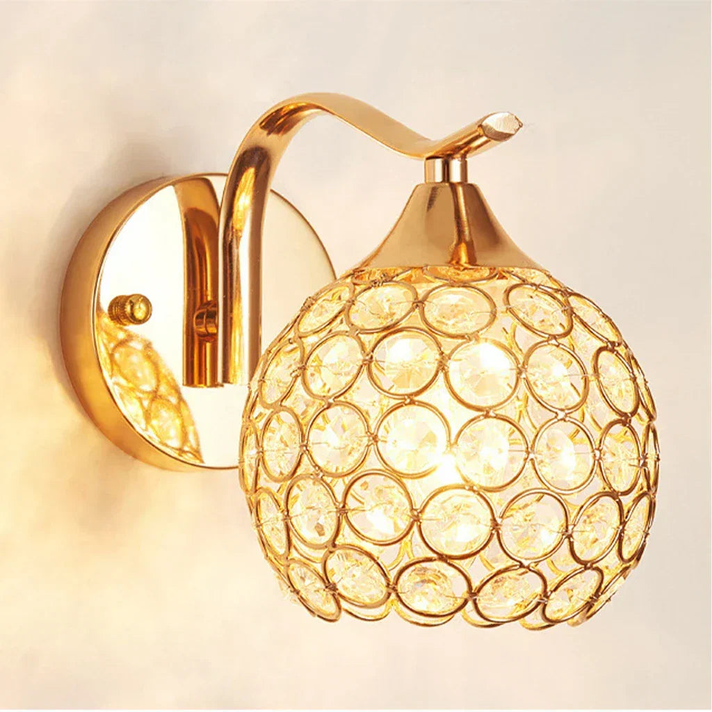 Crystal Wall Light with Gold & Silver Finish – Modern Luxury LED Wall