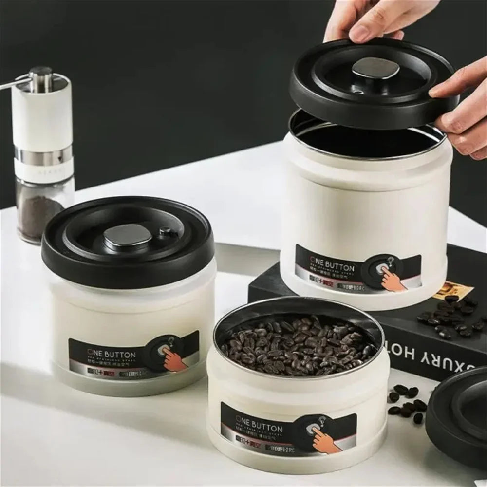 Stainless Steel Coffee Bean Vacuum Sealed Canister Airtight Storage