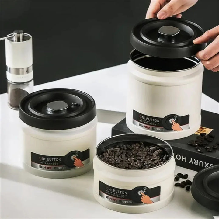 Stainless Steel Coffee Bean Vacuum Sealed Canister Airtight Storage