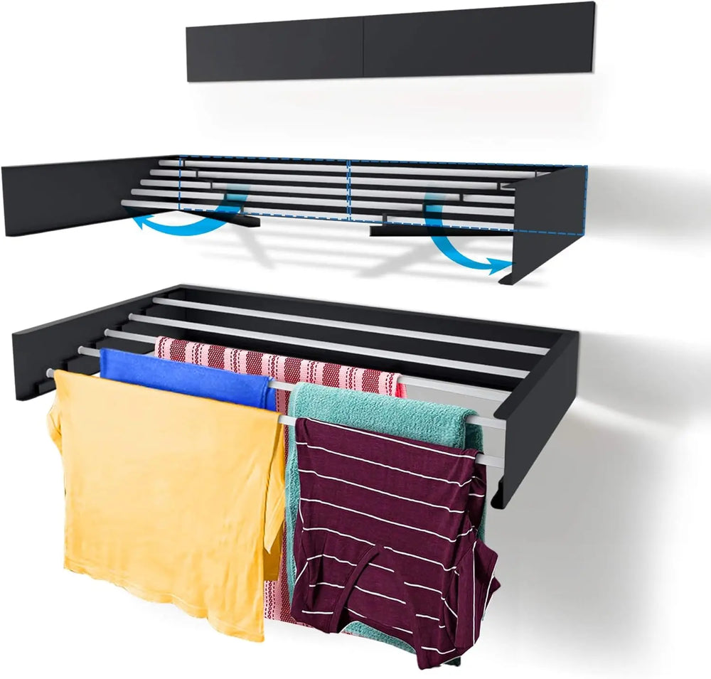 Wall Mounted Drying Rack | Fold-Down 5-Bar Laundry Rack, 80cm