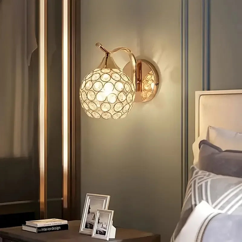 Crystal Wall Light with Gold & Silver Finish – Modern Luxury LED Wall