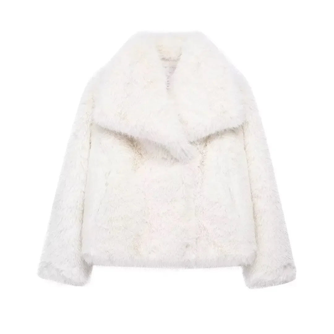 Women's Hooded Button-Front Coat for Cold Weather in White