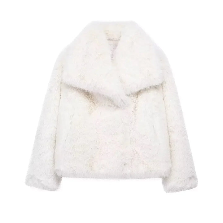 Women's Hooded Button-Front Coat for Cold Weather in White