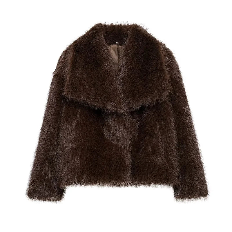 Women's Hooded Button-Front Coat for Cold Weather in Brown