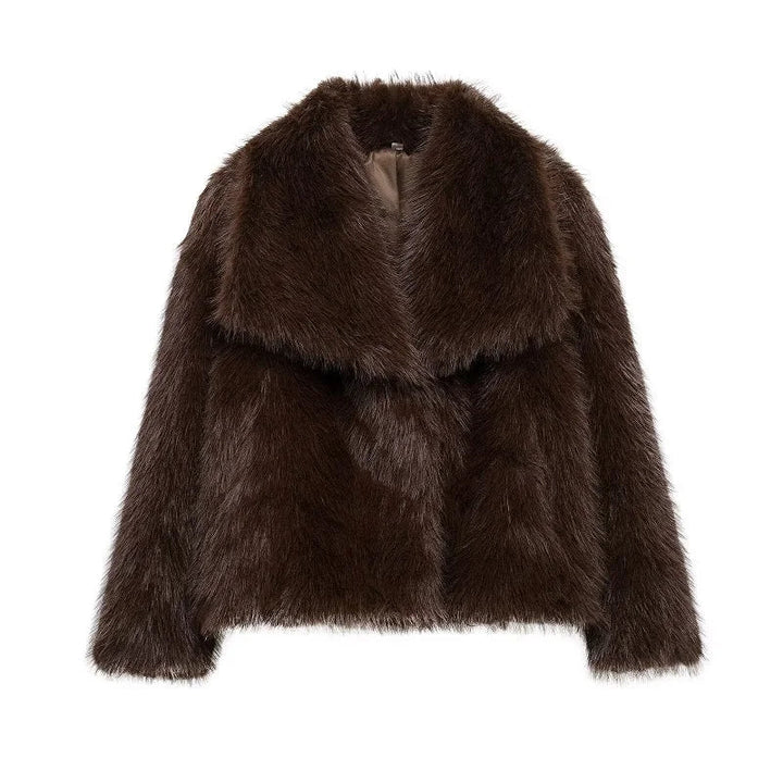 Women's Hooded Button-Front Coat for Cold Weather in Brown