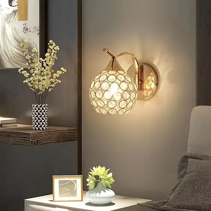 Crystal Wall Light with Gold & Silver Finish – Modern Luxury LED Wall