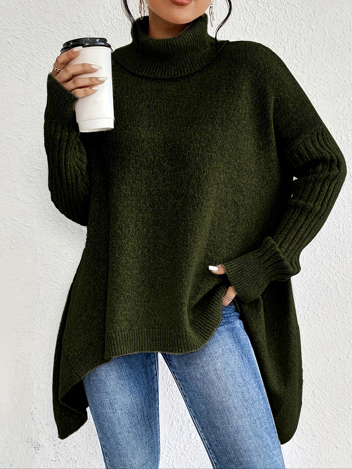 Women's Cashmere-Blend Roll-Neck Winter Top