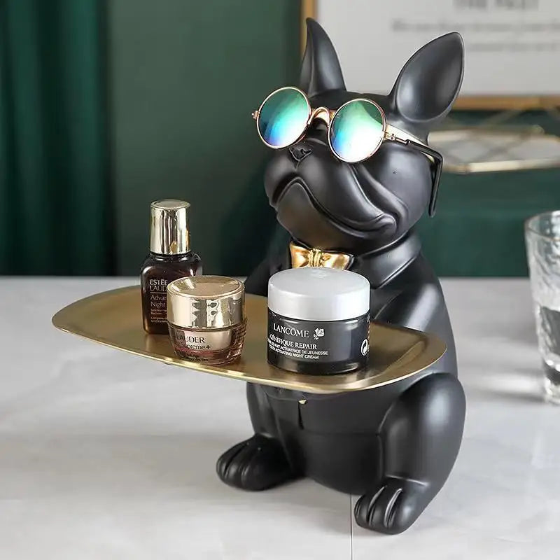 Multi-Functional Bulldog Tray Animal Statue Storage Ornament for