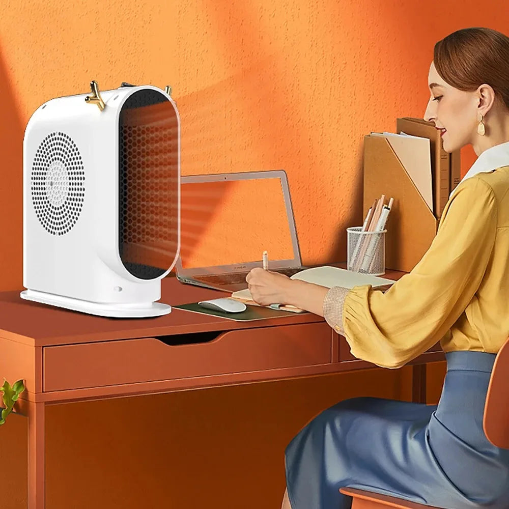 Compact 500W ceramic desk heater with thermostat - view 6
