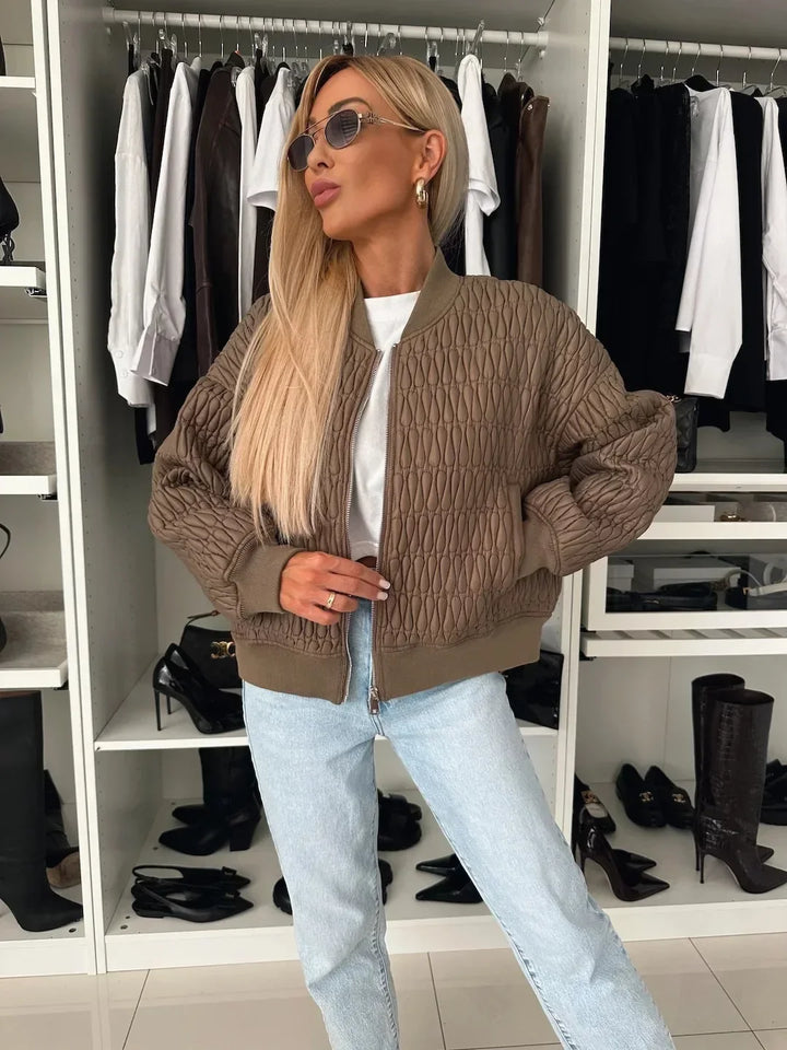 Women's Casual Zip-Up Bomber Jacket