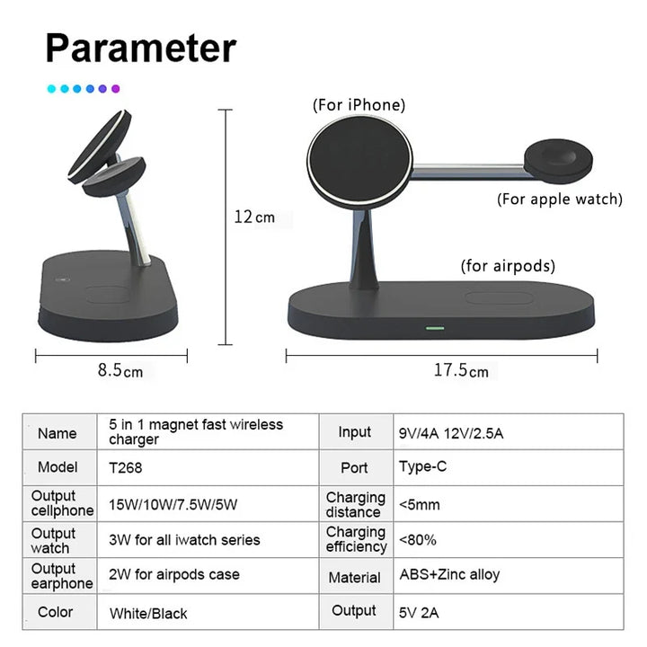 3 in 1 Wireless Charger Stand for iPhone 12-17 Apple Watch 4-10