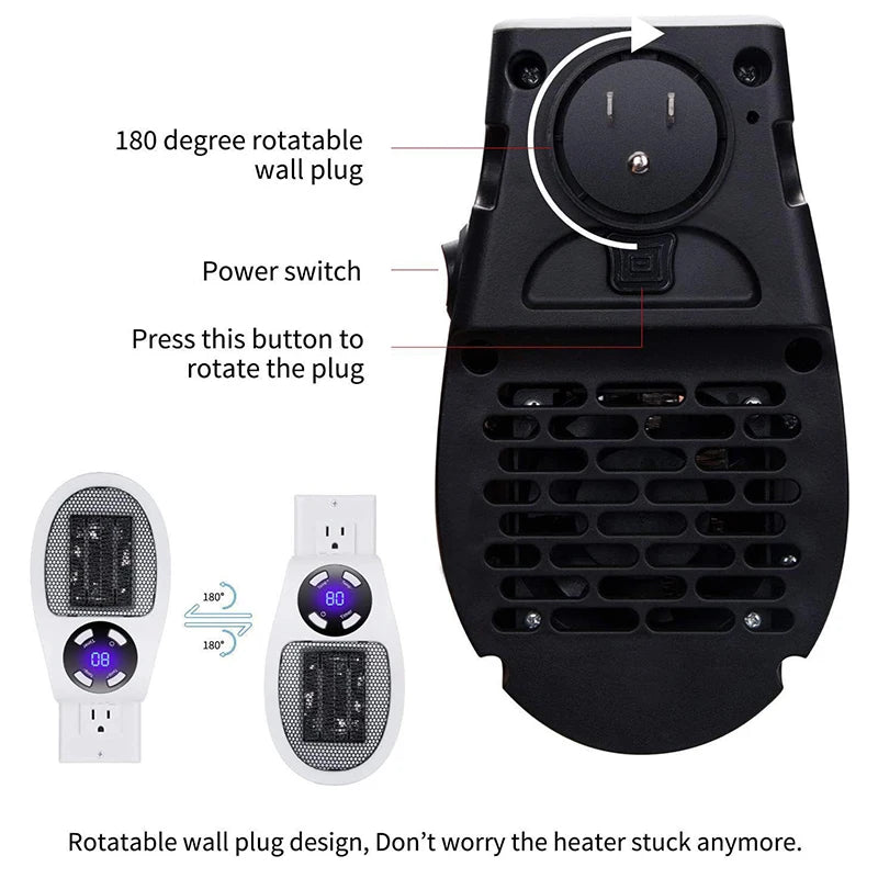 500W mini plug-in wall socket radiator with remote - view 6