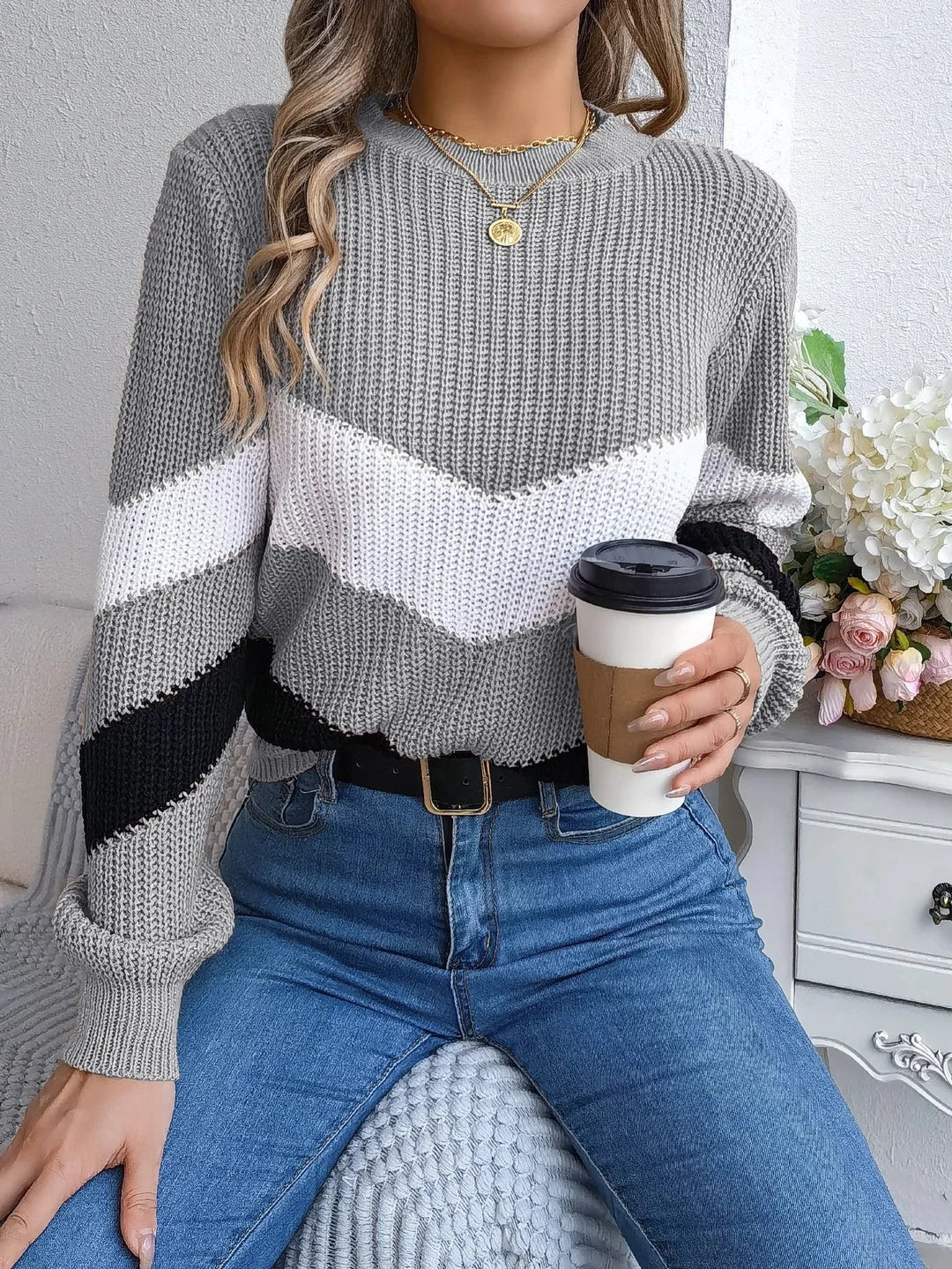 Women's Cashmere-Blend Winter Jumper with Roll-Neck