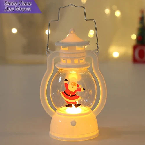Portable LED Christmas Santa Claus Snowman Lanterns Indoor Decor