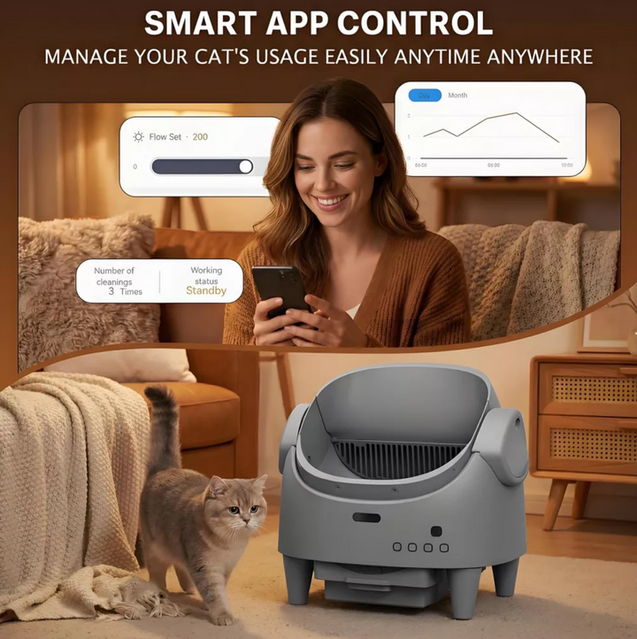 Smart Open Automatic Cat Litter Box 8L Self-Cleaning WiFi App Control Anti-Pinch Odor Removal Electric Pet Toilet
