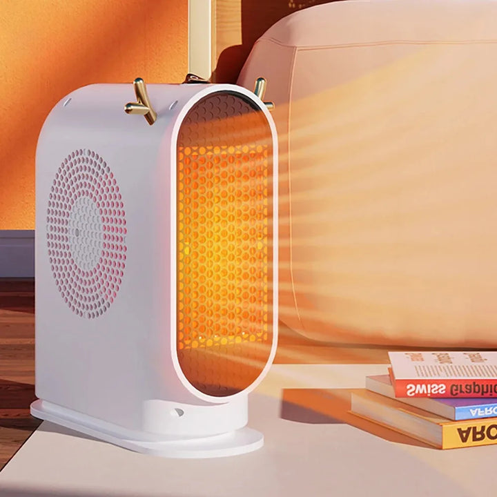 Compact 500W ceramic desk heater with thermostat