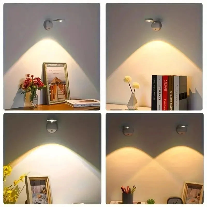 USB Rechargeable Motion Sensor Wall Light Dimmable LED Spotlight for