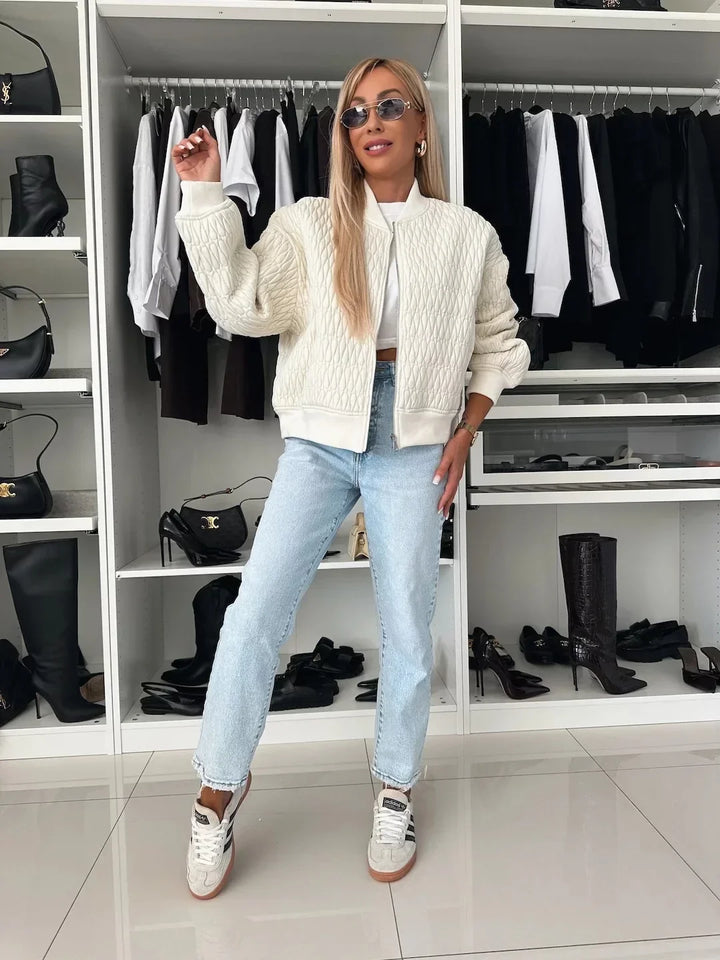 Women's Casual Zip-Up Bomber Jacket