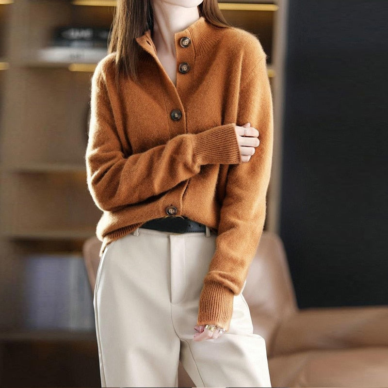 Women's Warm Button-Front Cardigan Jumper