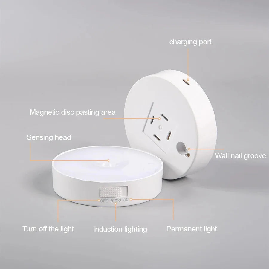 Motion Sensor LED Night Light USB Rechargeable Wireless Lamp for