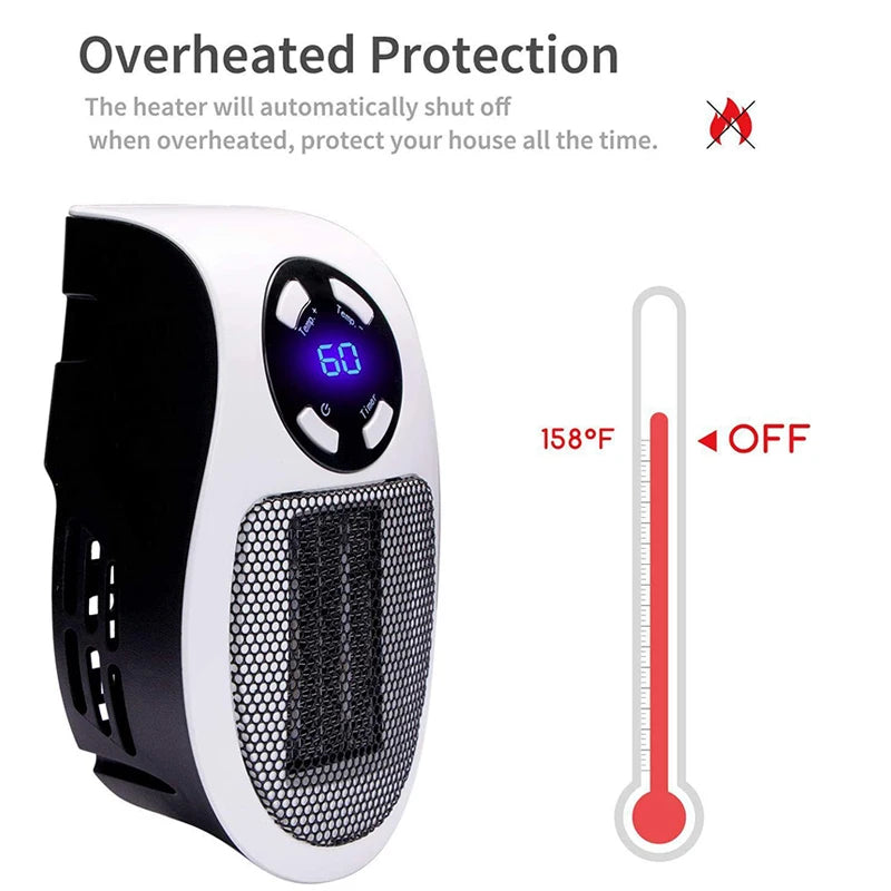 500W mini plug-in wall socket radiator with remote - view 4