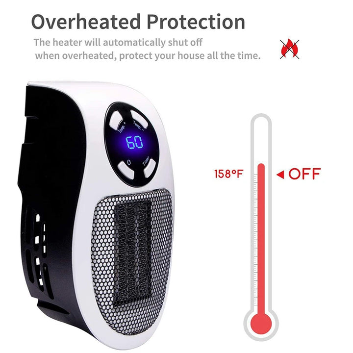500W mini plug-in wall socket radiator with remote - view 4