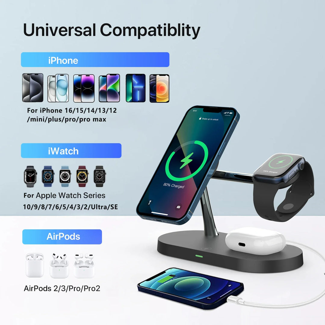 3 in 1 Wireless Charger Stand for iPhone 12-17 Apple Watch 4-10