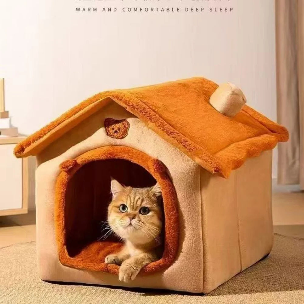 Cabin style pet bed for small dogs and cats