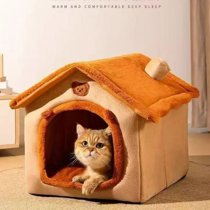 Cabin style pet bed for small dogs and cats
