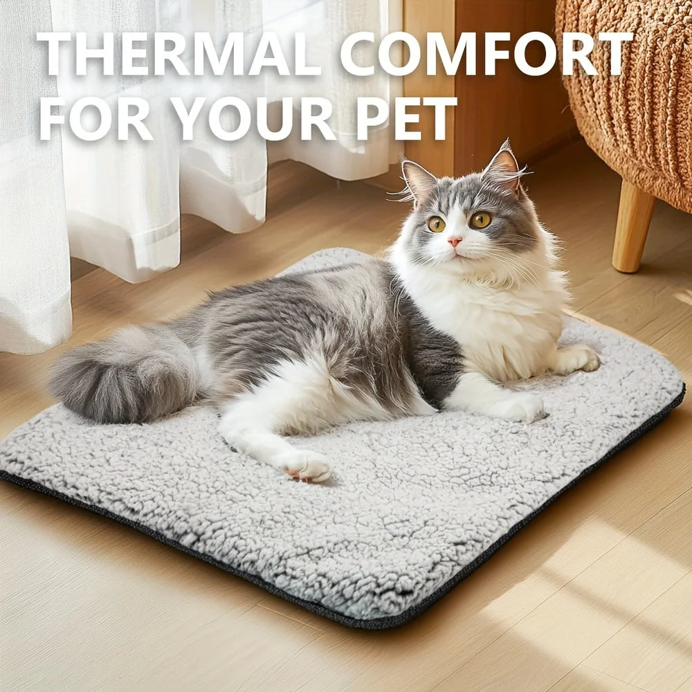 Self-heating thermal pet mat for cats and dogs