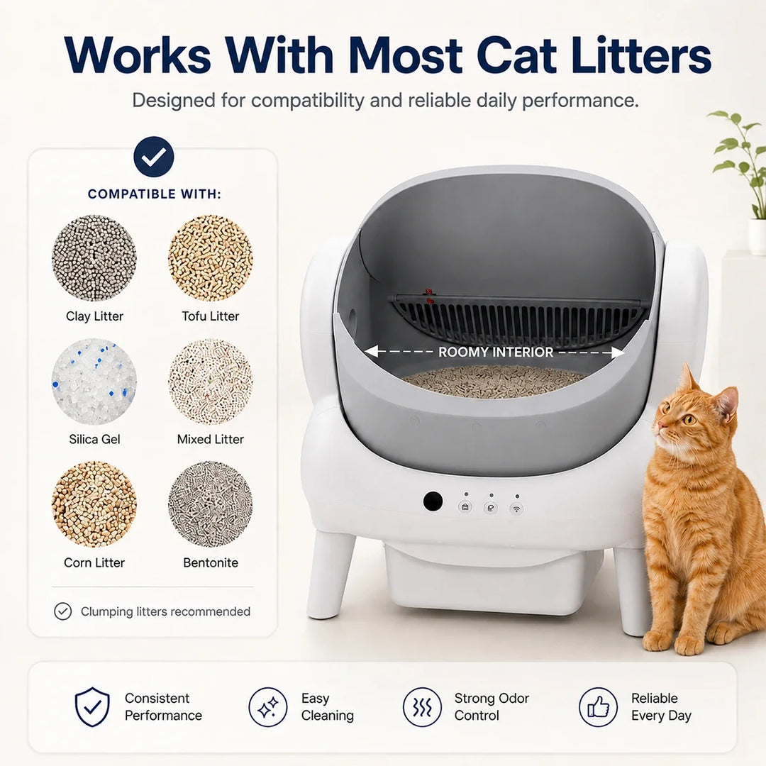 Smart Cat Litter Box | Automatic Self-Cleaning with App Control | Odor Isolation Design for Effortless Cleaning
