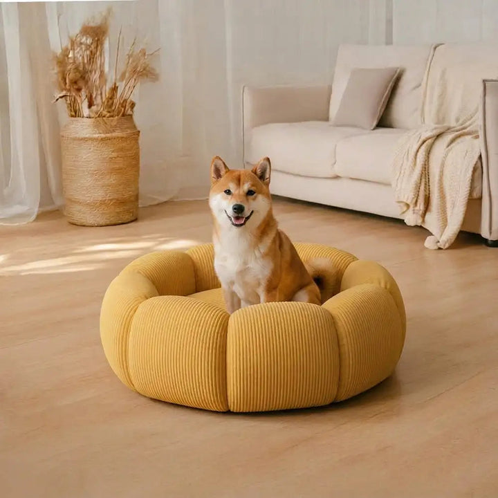 Soft Neck Support Washable Round Cat Bed Dog Bed 0
