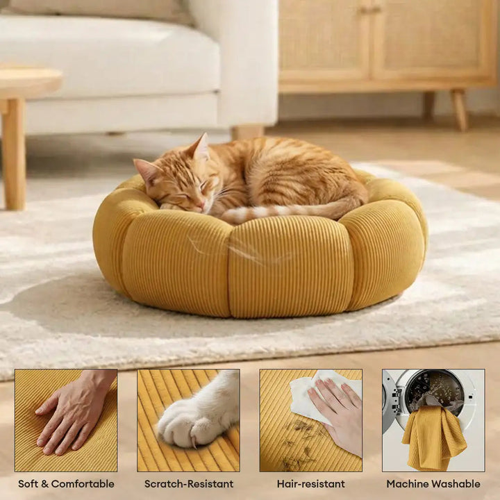 Soft Neck Support Washable Round Cat Bed Dog Bed 6
